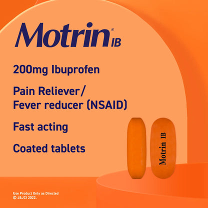 Motrin IB Pain Reliever & Fever Reducer Tablets, Ibuprofen, 100 ct.