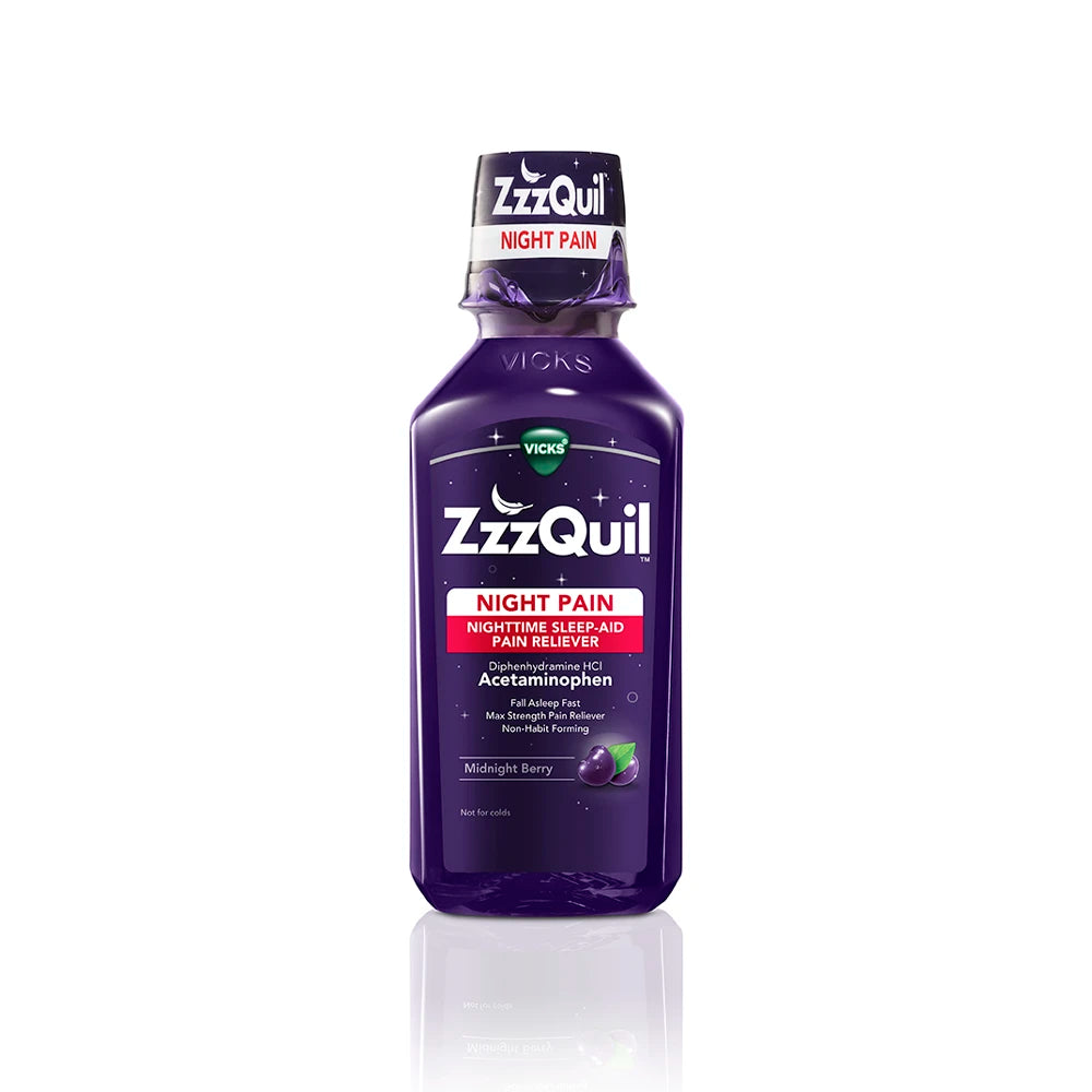 ZzzQuil Nighttime Pain Relief Liquid, Berry, 12 oz.
