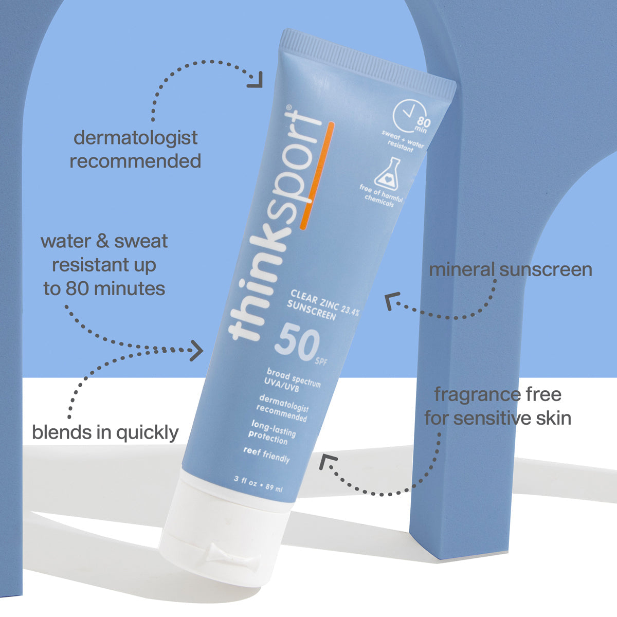 Thinksport SPF 50 Clear Zinc Sunscreen, 3 oz.