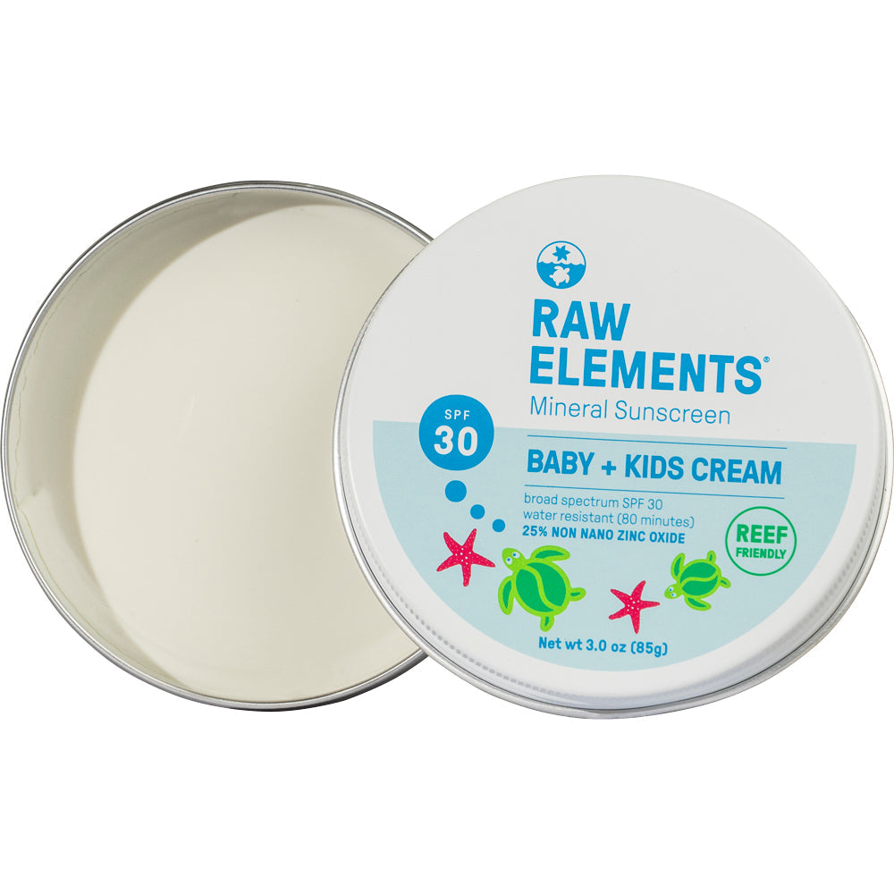 Raw Elements Baby and Kids Mineral Sunscreen Cream Tin, SPF30, 3 fl. oz.