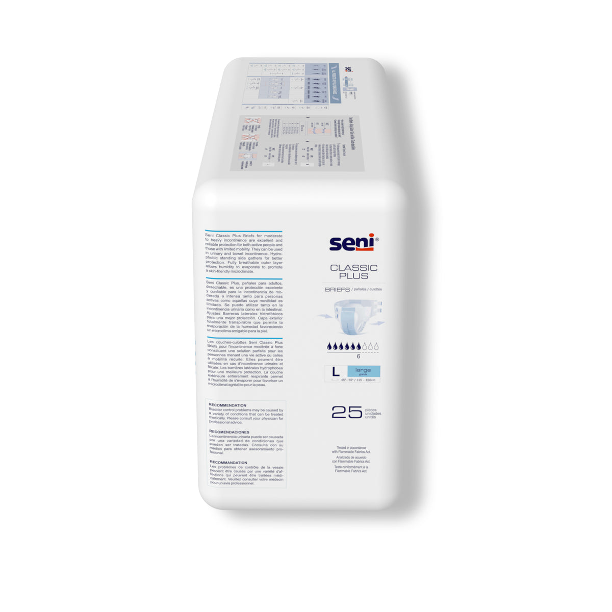 Seni Classic Plus Adult Diapers Brief with Tabs, Moderate to Heavy Absorbency