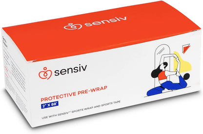 2 Rolls Pre Wrap Athletic Tape by Sensiv for Ankle and Wrist Sports Tape Under Wrap 2 Inches x 88.5 Feet