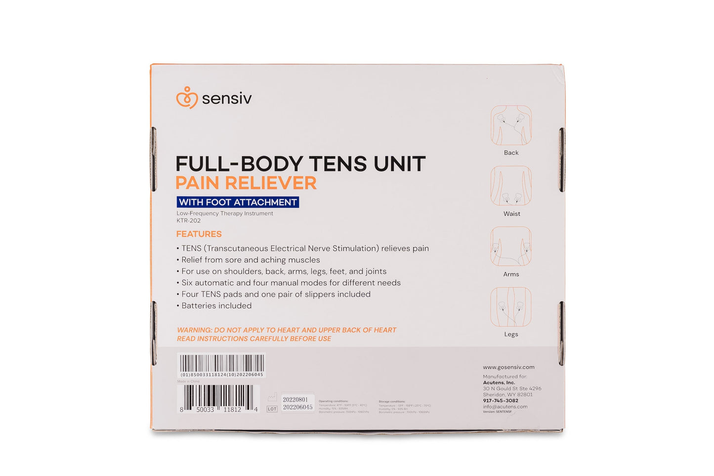 Sensiv Full-Body TENs Pain Relief Therapy with Slippers