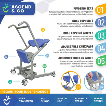 Ascend & Go Sit-to-Stand Patient Lift for Assisted Standing and Transfers