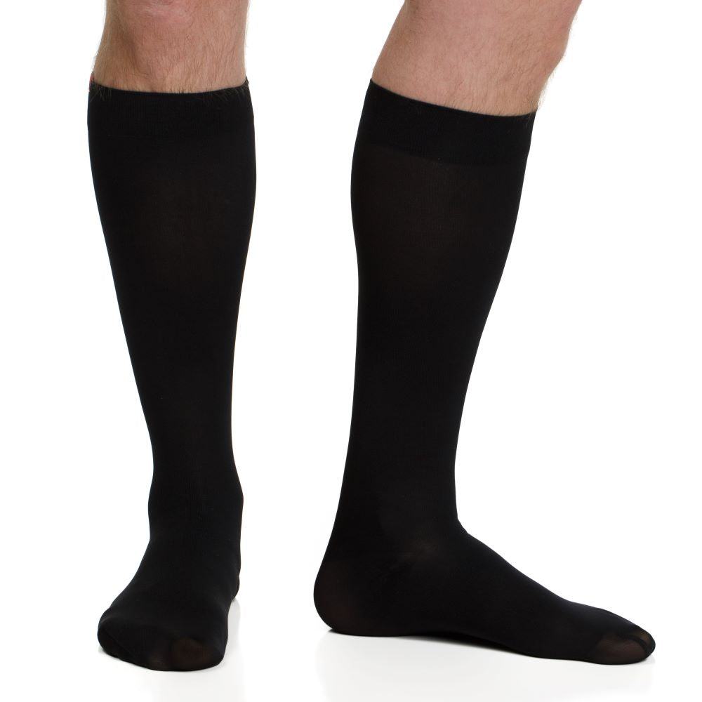 VIM & VIGR Solid Black Moisture-Wick Nylon Compression Socks, 30-40 mmHg