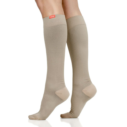 VIM & VIGR Solid Cashew Moisture-Wick Nylon Compression Socks, 30-40 mmHg