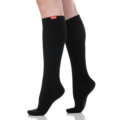VIM & VIGR Solid Black Moisture-Wick Nylon Compression Socks, 30-40 mmHg