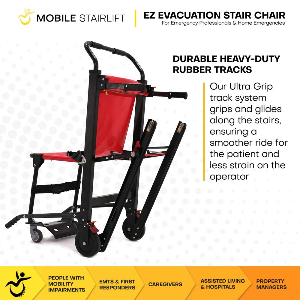 EZ EVAC Heavy-Duty Tracked Evacuation Chair – High-Capacity Stair Chair for Hospitals High-Rise & Emergency Response