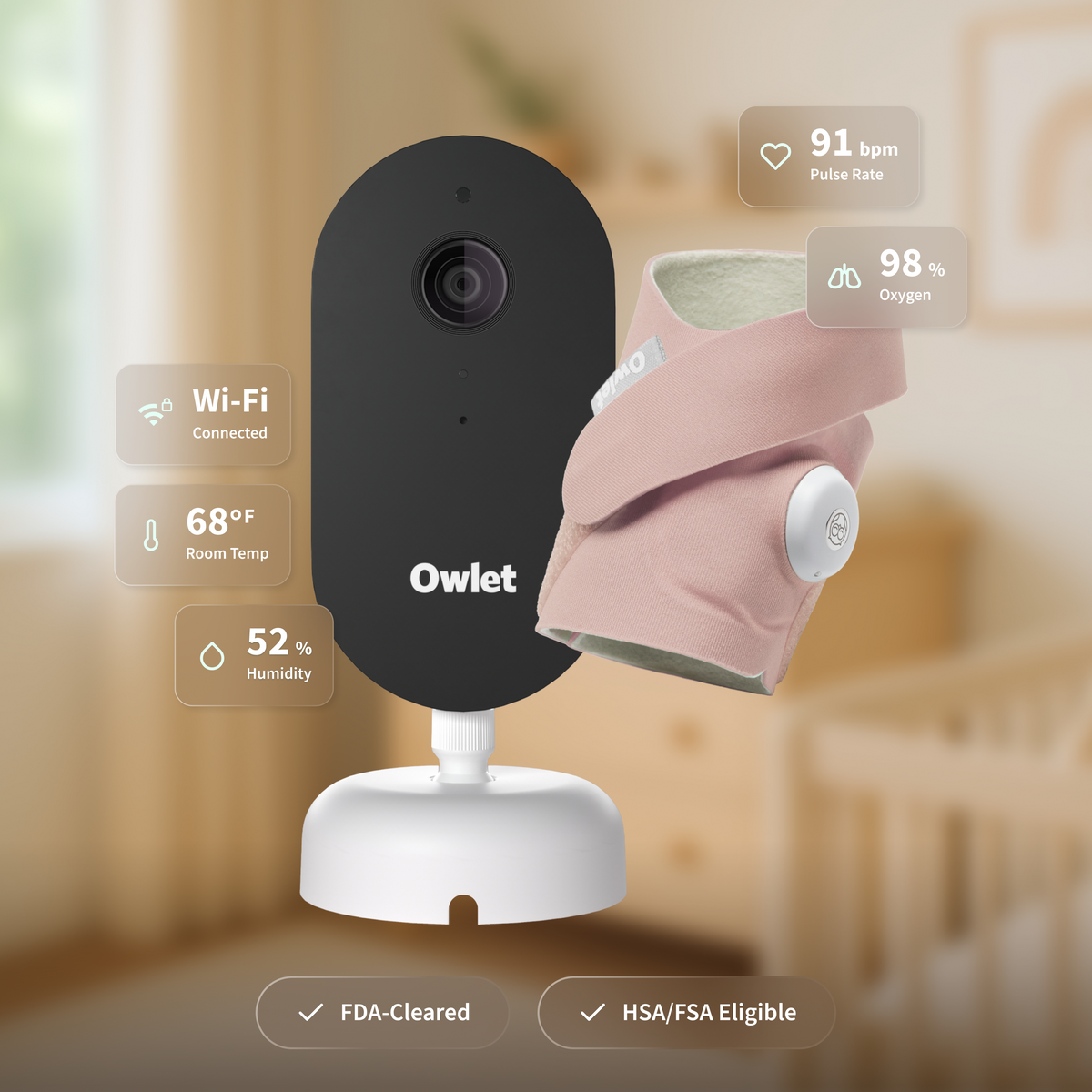 Owlet Dream Duo™ (Gen 3) Smart Baby Monitor with Sock