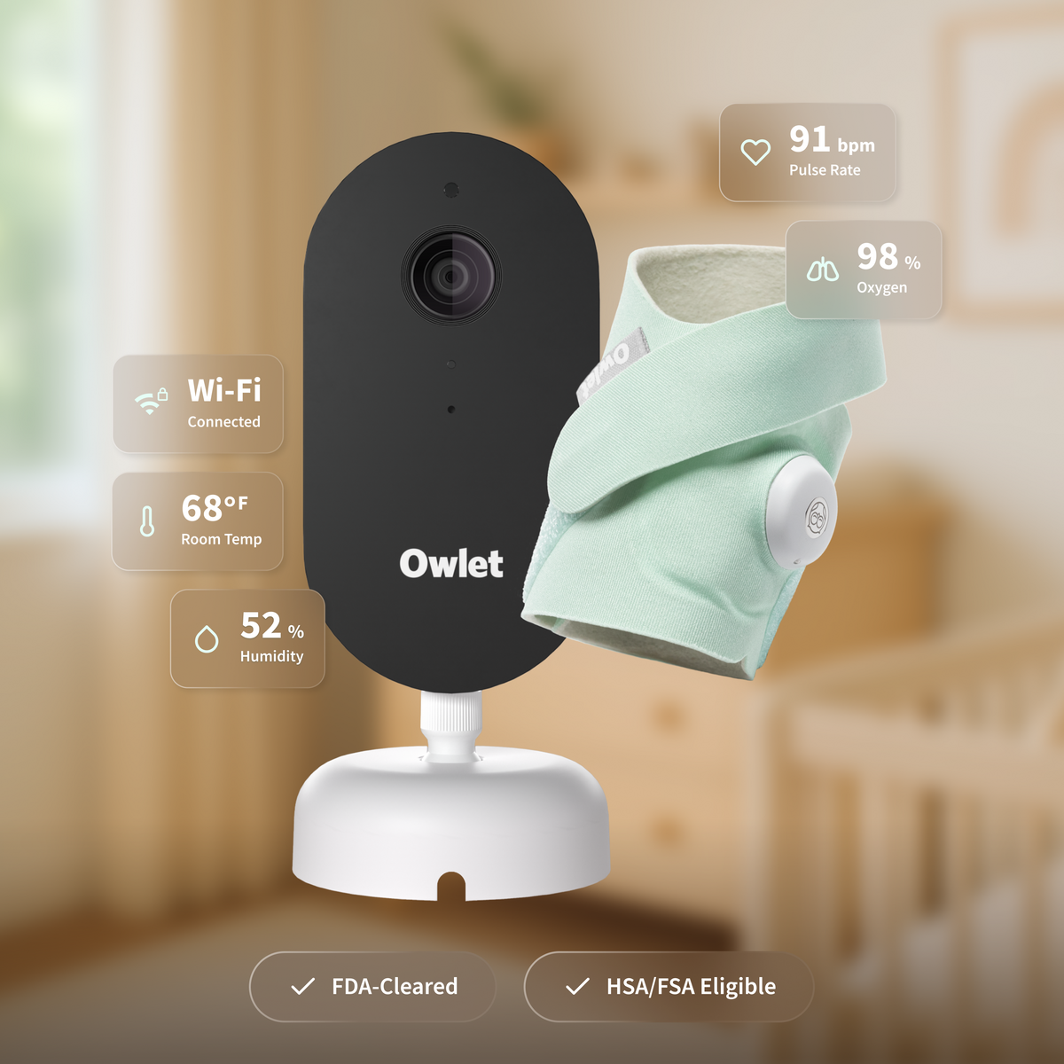 Owlet Dream Duo™ (Gen 3) Smart Baby Monitor with Sock