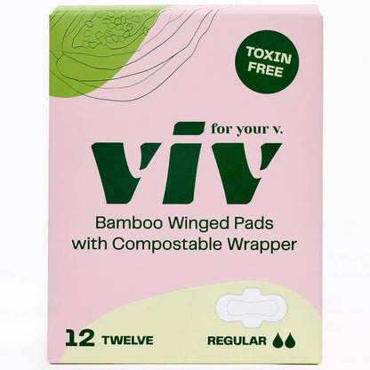 Viv Winged Bamboo Biodegradable Pads, 12 ct.