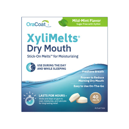 OraCoat XyliMelts Stick-On Melts for Moisturizing, Mild Mint, 40 ct.