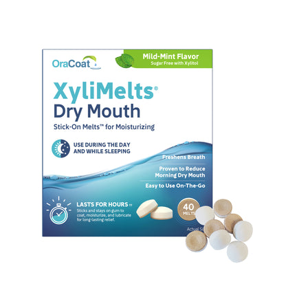 OraCoat XyliMelts Stick-On Melts for Moisturizing, Mild Mint, 40 ct.