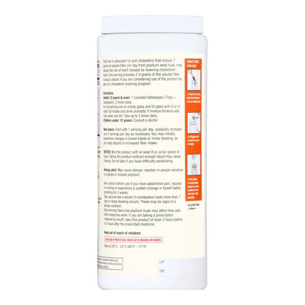 Foster & Thrive Psyllium Husk Fiber Powder, Orange, 48 Servings