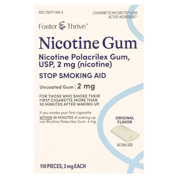 Foster & Thrive Nicotine Gum, Uncoated, Stop Smoking Aid