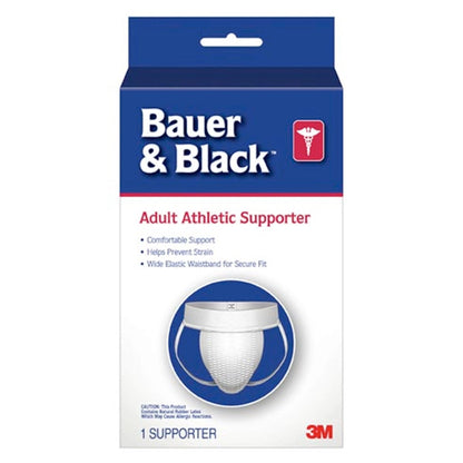 Bauer & Black Adult Athletic Supporter, Cotton, White, Reusable, Small