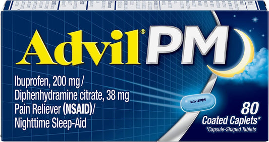 Advil PM Pain Reliever & Sleep Aid, Coated Caplets, 80 ct.