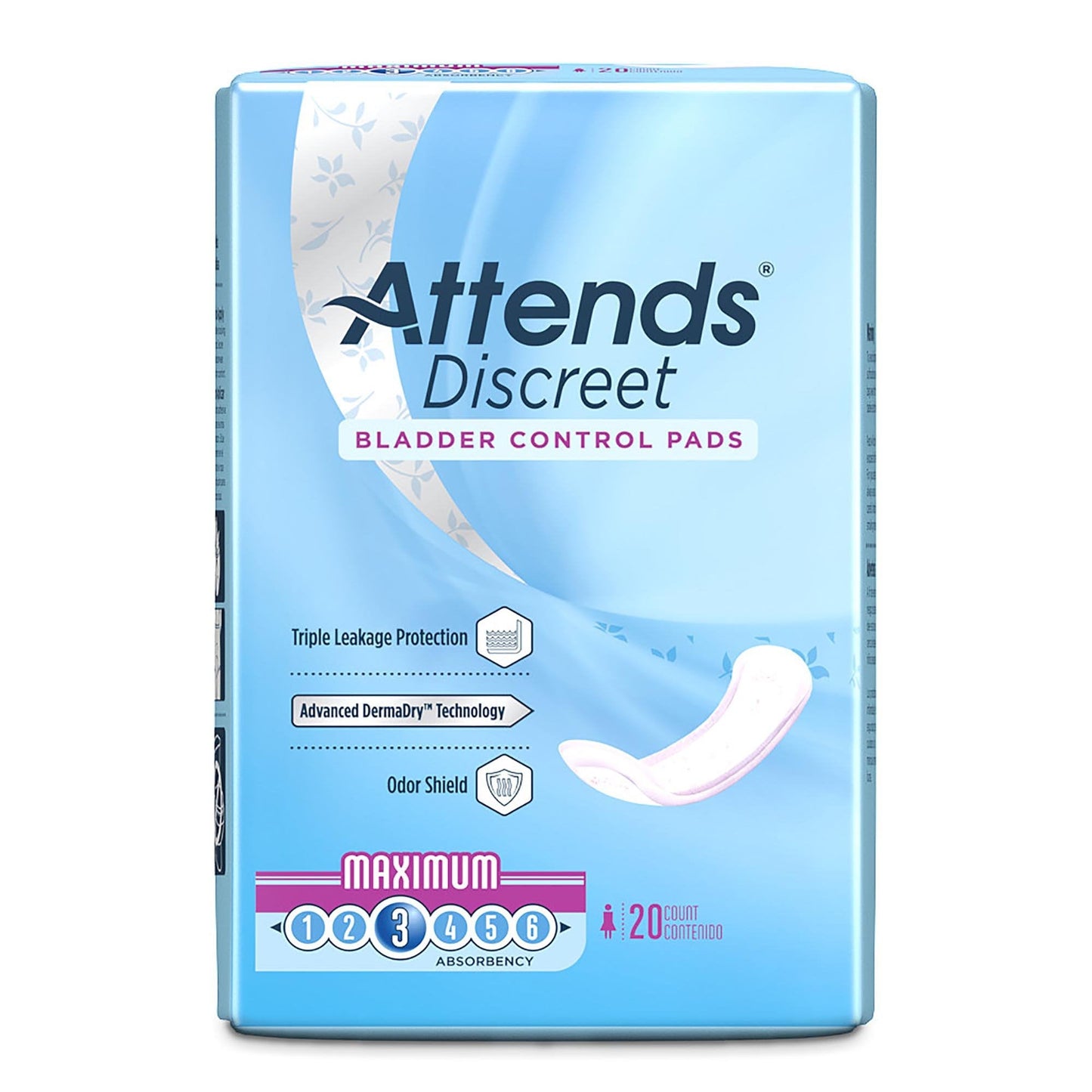 Attends® Discreet Women's Maximum Bladder Control Pad, 13" Length