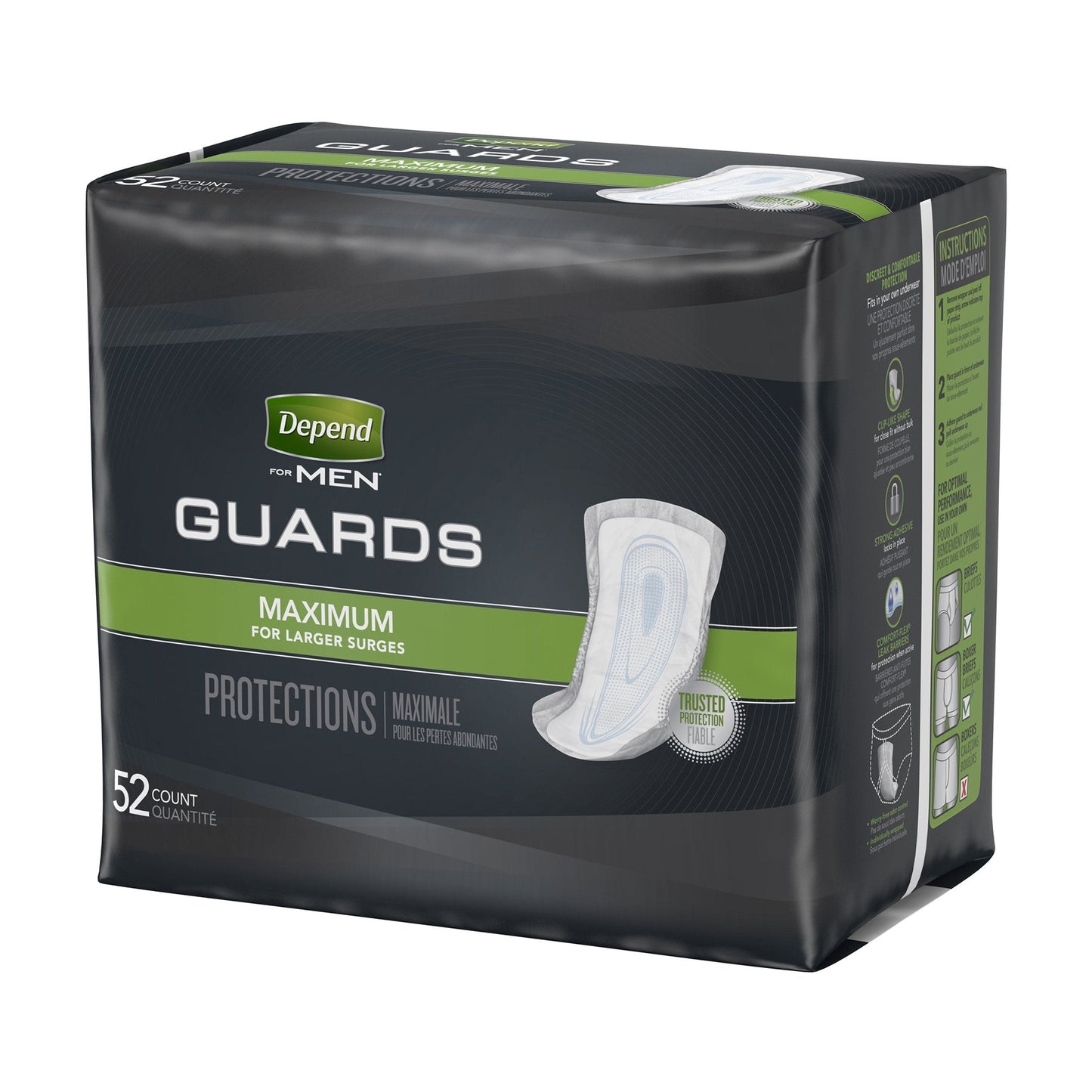 Depend Guards Incontinence Pads, Disposable, Maximum Absorbency, 12" Length, 104 ct