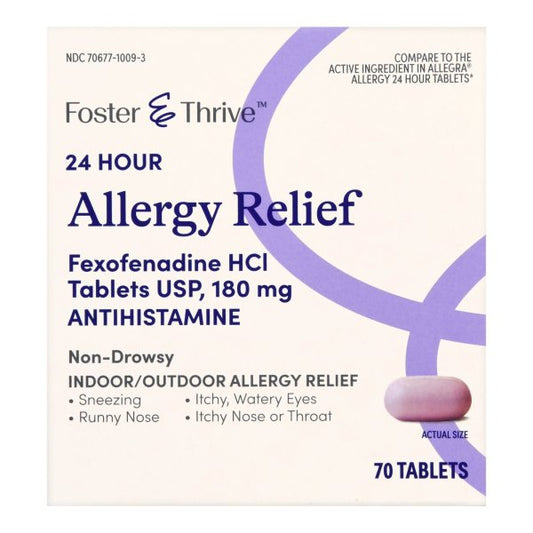 Foster & Thrive Fexofenadine Allergy Relief Tablets, 180 mg, 70 ct.