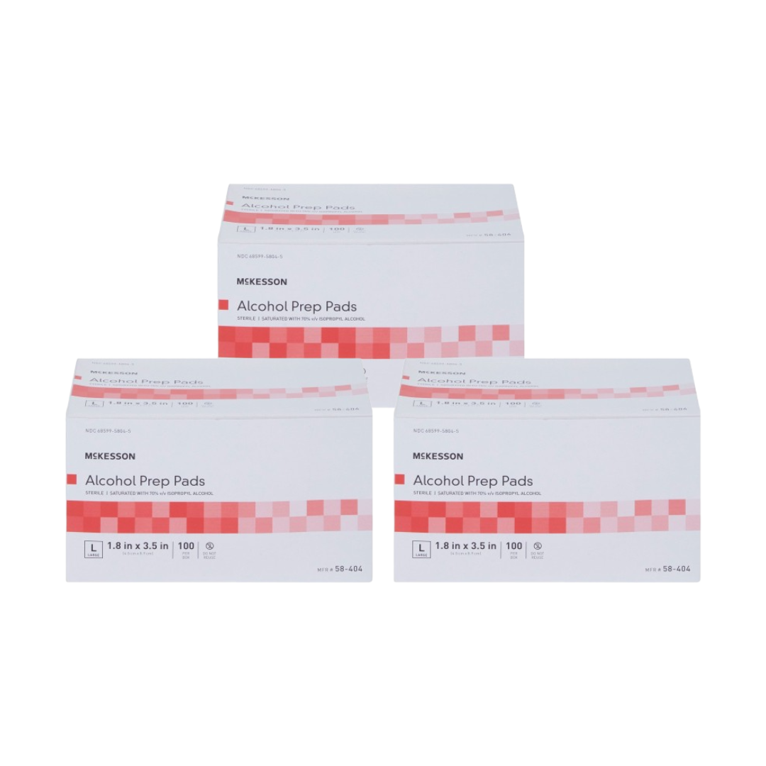 McKesson 70% Isopropyl Alcohol Prep Pad, 100 ct., 3 Pack