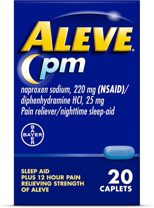 Aleve PM Sleep Aid Pain Reliever, 220 mg Strength Naproxen Sodium Caplets, 20 ct.