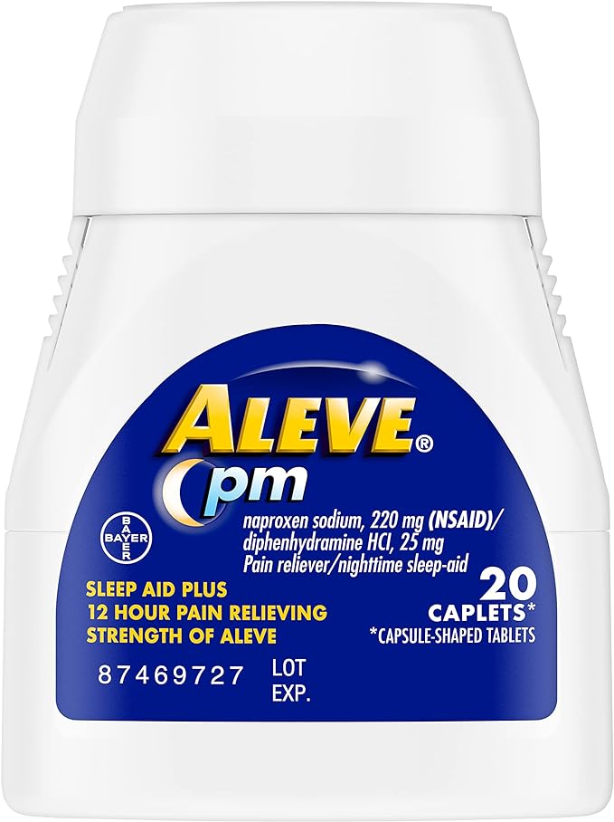Aleve PM Sleep Aid Pain Reliever, 220 mg Strength Naproxen Sodium Caplets, 20 ct.