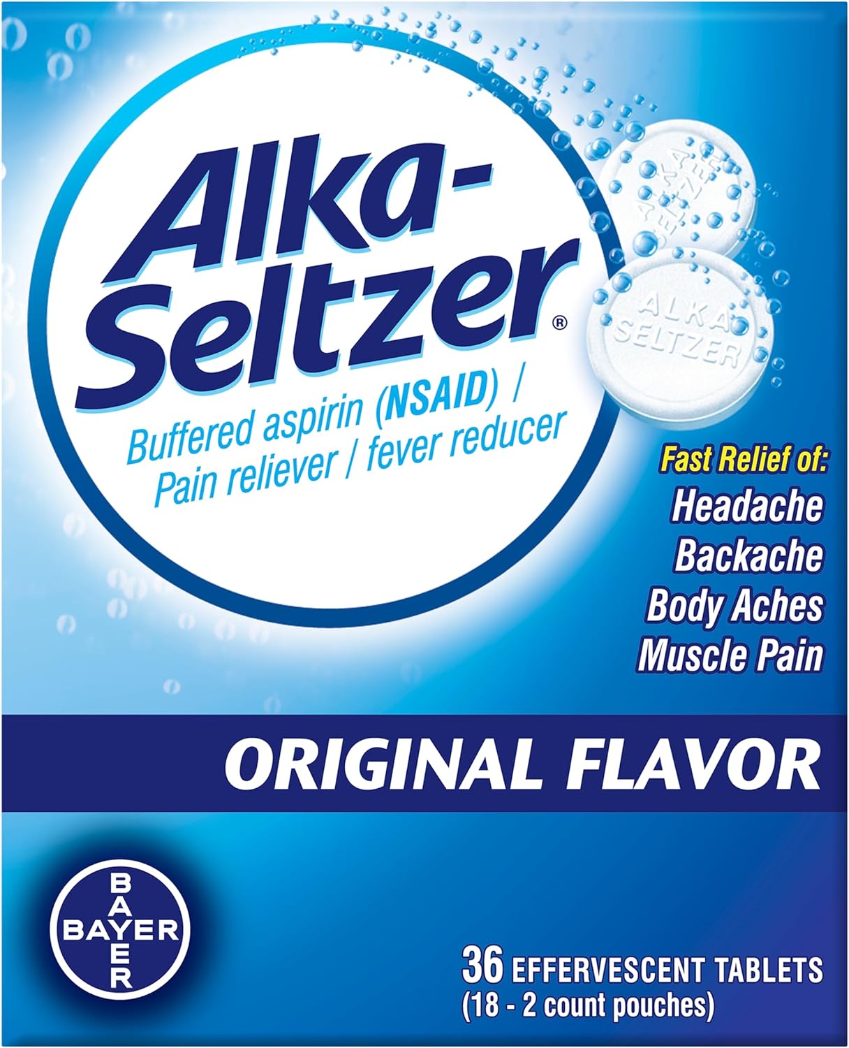 Alka-Seltzer Aspirin Antacid Effervescent Tablets, Original