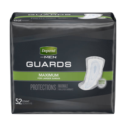 Depend Guards Incontinence Pads, Disposable, Maximum Absorbency, 12" Length, 52 ct