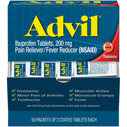 Advil® Ibuprofen Pain Relief Tablet, 200 mg, 50 packets