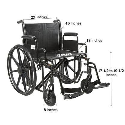 McKesson Heavy-Duty Wheelchair, 450 lb. Capacity, 22 - 24" Seat Widith