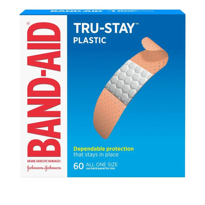Band-Aid Tru-Stay Plastic Bandages, One Size, 60 ct.