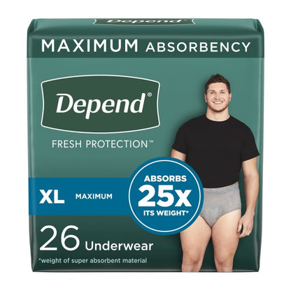 Depend Fresh Protection Maximum Absorbency Disposable Underwear for Men, Pull-On