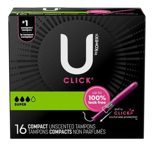 U By Kotex Click Compact Tampon Super Absorbency, 16 ct.
