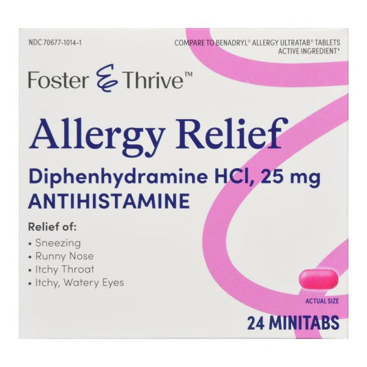 Foster & Thrive Diphenhydramine 25 mg Allergy Relief Minitabs, 24 ct.