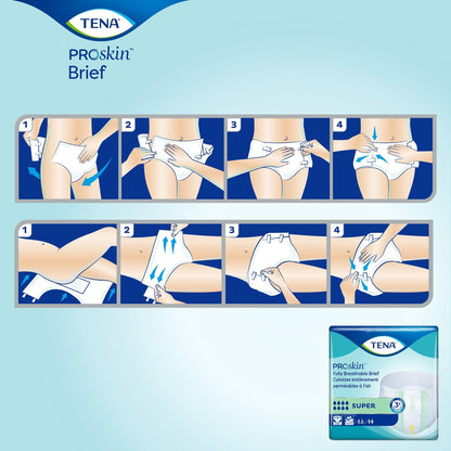 Tena Super Incontinence Briefs, Absorbent, Odor Control, Regular, Green, 28 ct