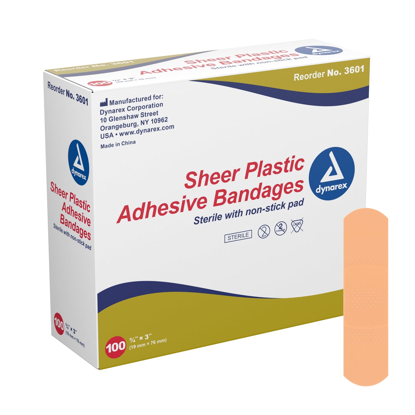 Dynarex® Tan Sheer Adhesive Strip, .75 x 3 Inch, 2400 ct