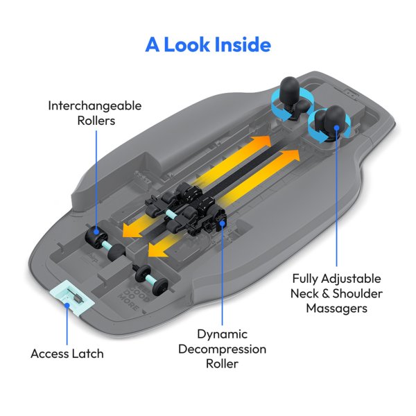 Diagram of a massage device with labeled parts on a white background