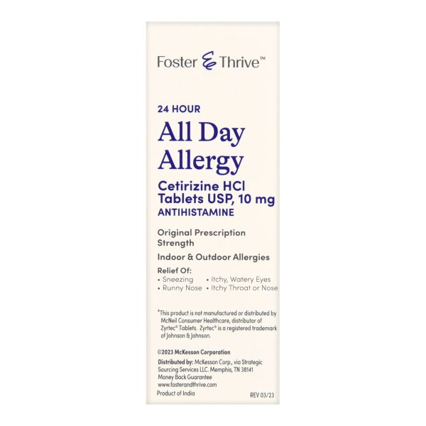 Foster & Thrive Cetirizine 24 Hour Allergy Relief Tablets