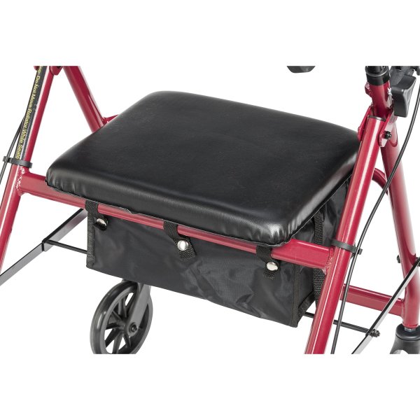 McKesson Red Four-Wheel Folding Rollator, 300 lbs. capacity