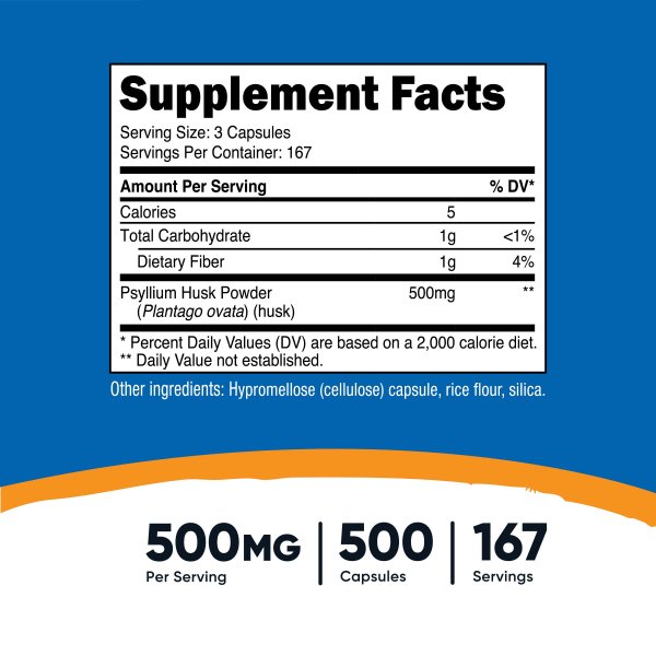 Nutricost Psyllium Husk Capsules 500 Ct.