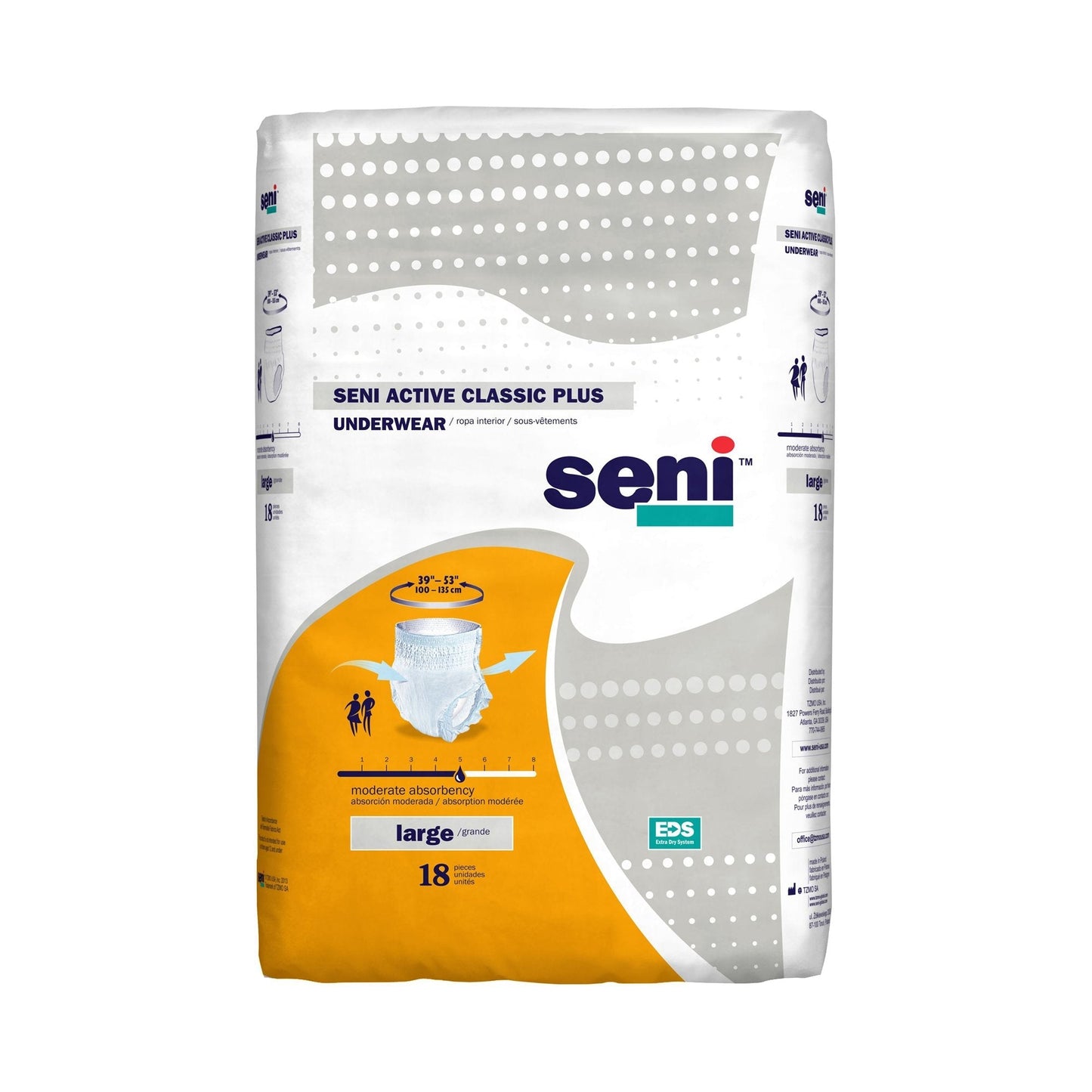 Seni® Active Classic Plus Moderate Absorbent Underwear, Large, 18 ct