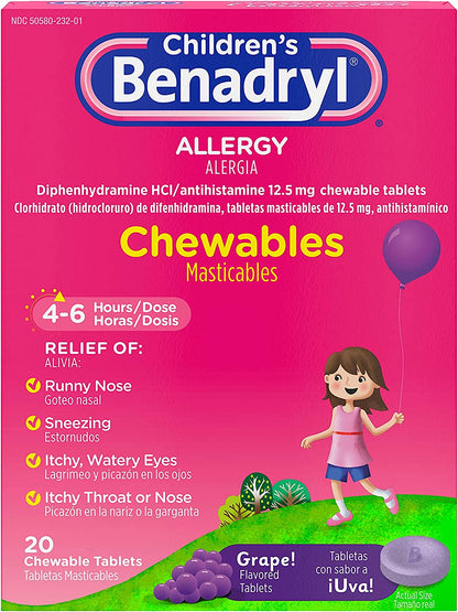 Children's Benadryl® Allergy Relief Chewables, 20 ct