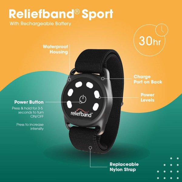 Reliefband Sport Nausea Relief Wrist Band, Black