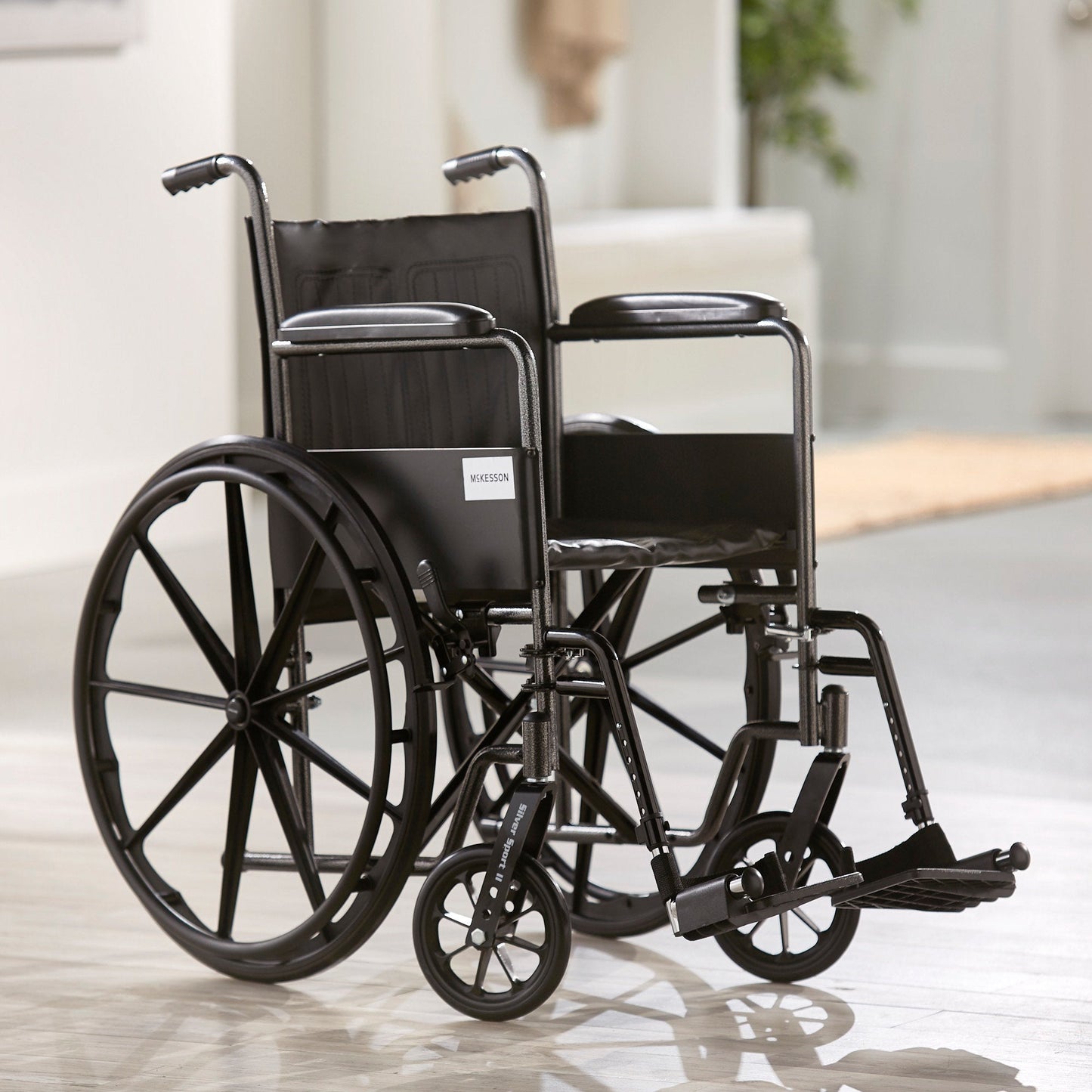 McKesson Wheelchair, 18 Inch Seat Width, Full Length Arms