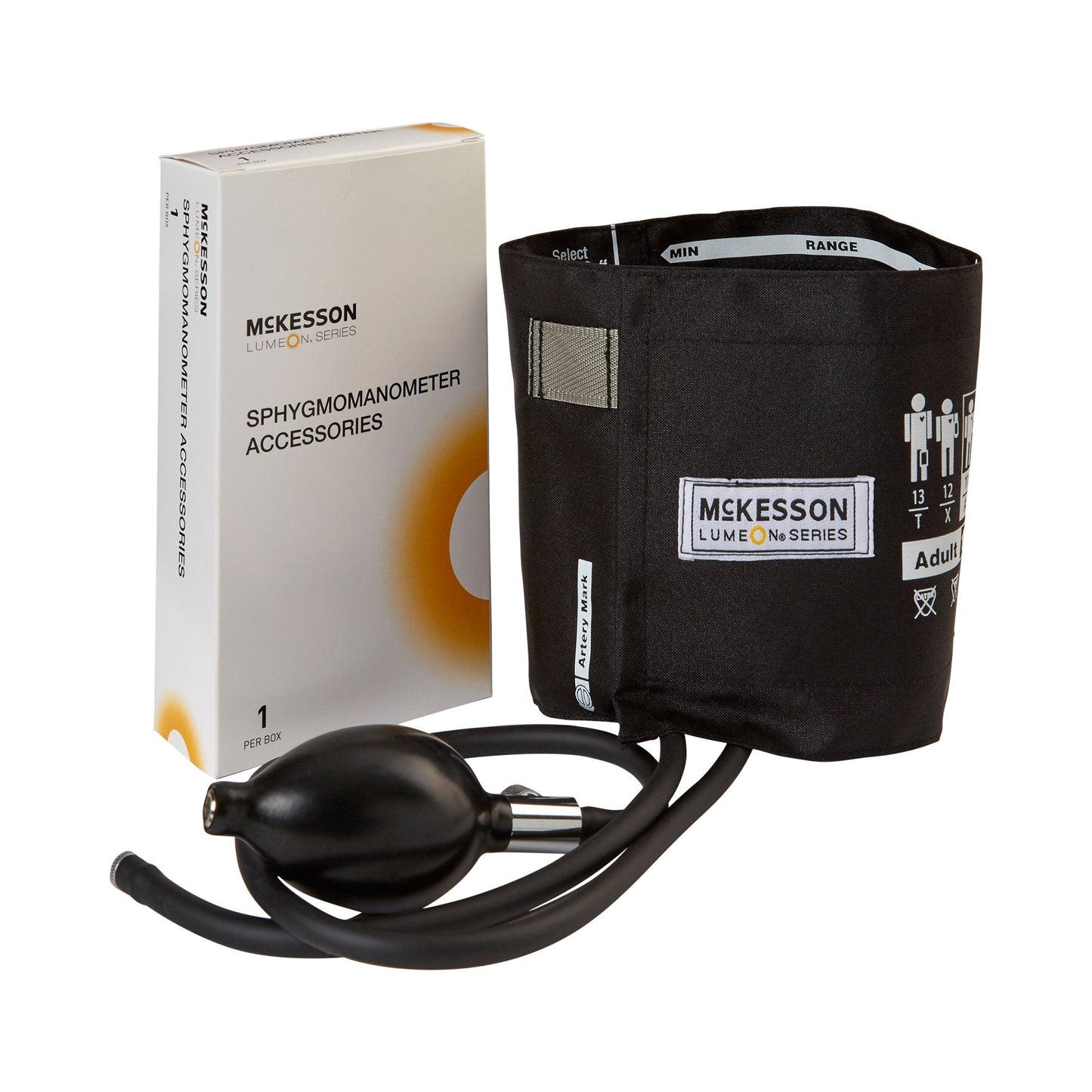 McKesson LUMEON™ Blood Pressure Bulb and Cuff, Nylon, Medium Cuff, Black, 23 - 40 cm, Arm, Adult