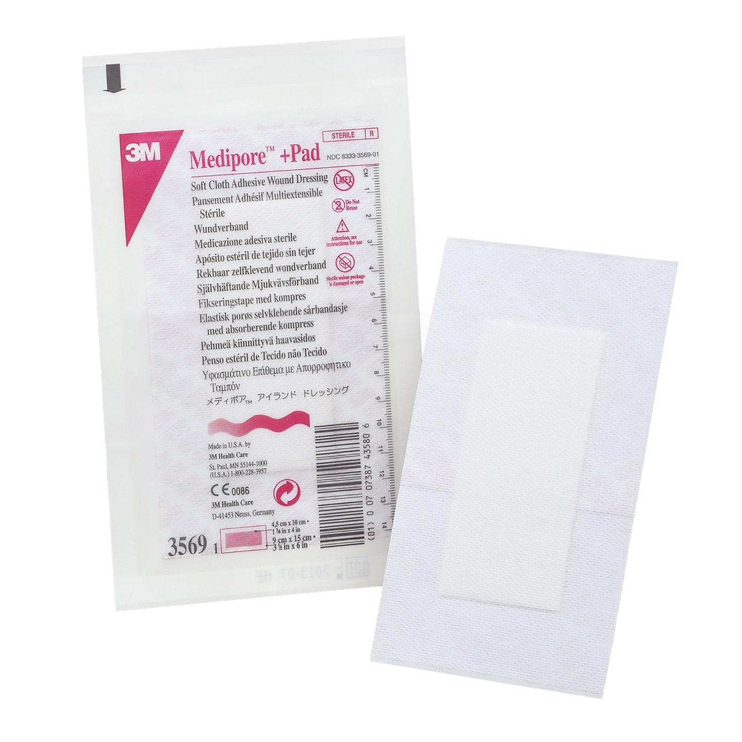 3M™ Medipore™ Adhesive Dressing, Soft Cloth, Sterile, White