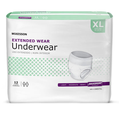 McKesson Extended Wear Maximum Absorbent Underwear, XL, 12 ct