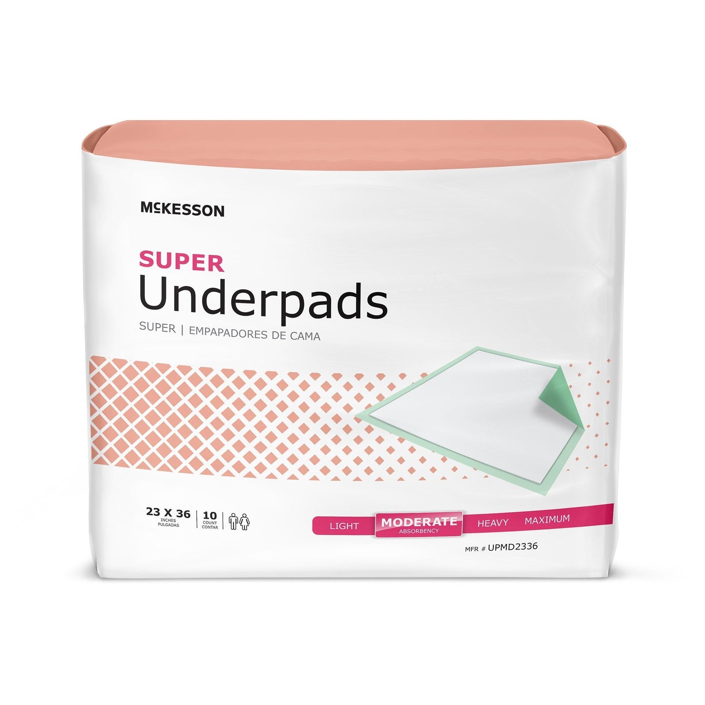 McKesson Super Moderate Absorbency Underpad, 23 x 36 Inch, 10 ct