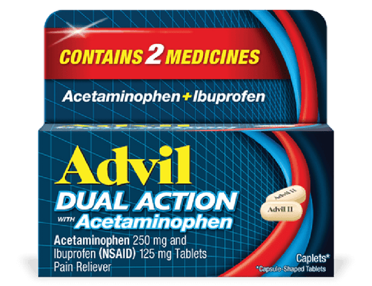 Advil® Dual Action Ibuprofen + Acetaminophen Pain Relief Caplets, 18 ct.